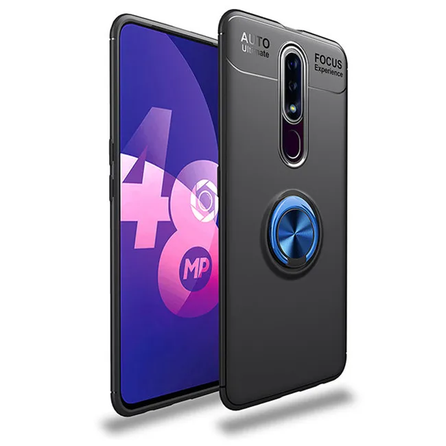 Чехол для Motorola Moto G7 с магнитным кольцом на палец, задняя крышка для телефона для Moto G7 G7 Play Capas для G7 Coque - Цвет: Black blue