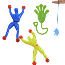 1 piece 9cm*3cm Silica gel robot Climbing Spider-Man sticky Spiderma Superman Climbing on glass for kids fuuny toy boy
