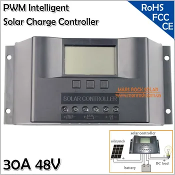 

Solar Charger Controller 30A 48V, 30A Solar Controller with LED Display, Intelligent PWM Solar Regulator, Multi Protection