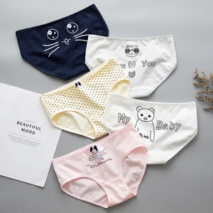 Teenage Cotton Underwear Young Girls Cartoon Panties Low Rise Panties Kids Breathable Underwear