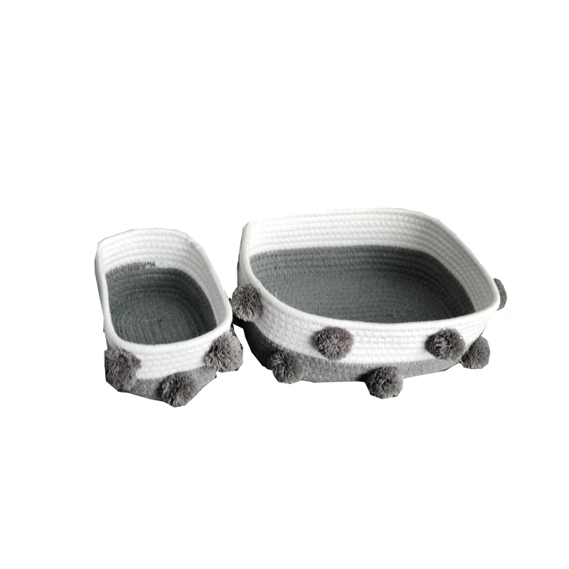 Handmade Nordic Cotton Woven Cosmetic Storage Box Desktop Snack Key Toys Basket Office Articles Organizer Sundries Container