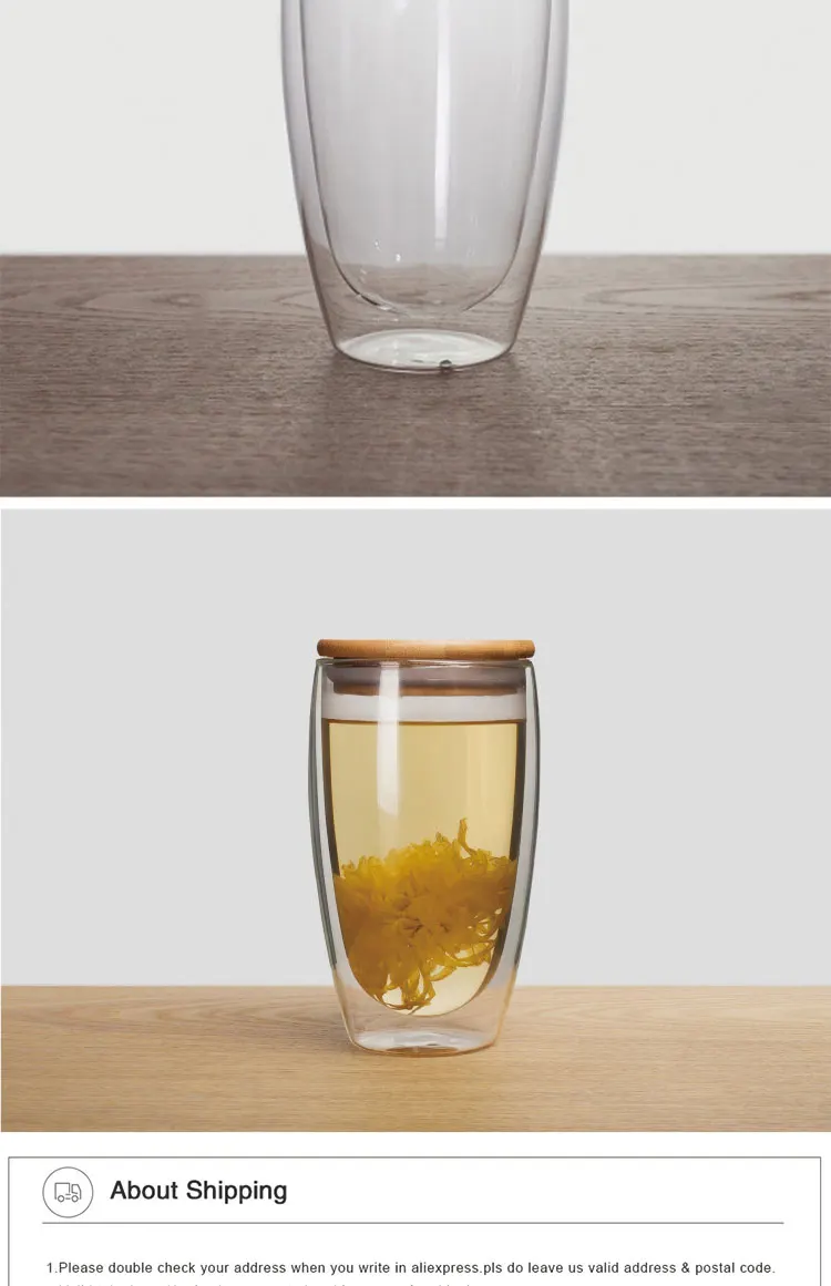 650 мл большая емкость стеклянная чашка Двойная стеклянная чашка с бамбуковой крышкой изоляционная кофейная чашка