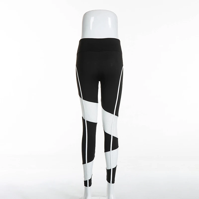 Women Black White Mesh Patchwork Spandex Capris Slim Activewear Pants High Waist Fitness Yogaing Gyms Workout Leggings (13)