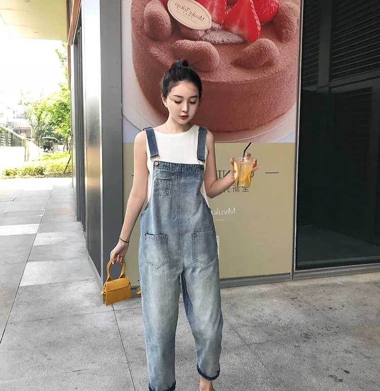 Новинка 2019 г. модный тренд Винтаж все совпадающие для женщин Девушка комбинизон с лямками ремень джинсы для женщин Свободные Повседневное
