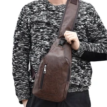 Cross Body Casual Handbag Retro Style Wear Resistance Travel Shoulder Sling Men Chest Bag Single Portable USB Charging Port