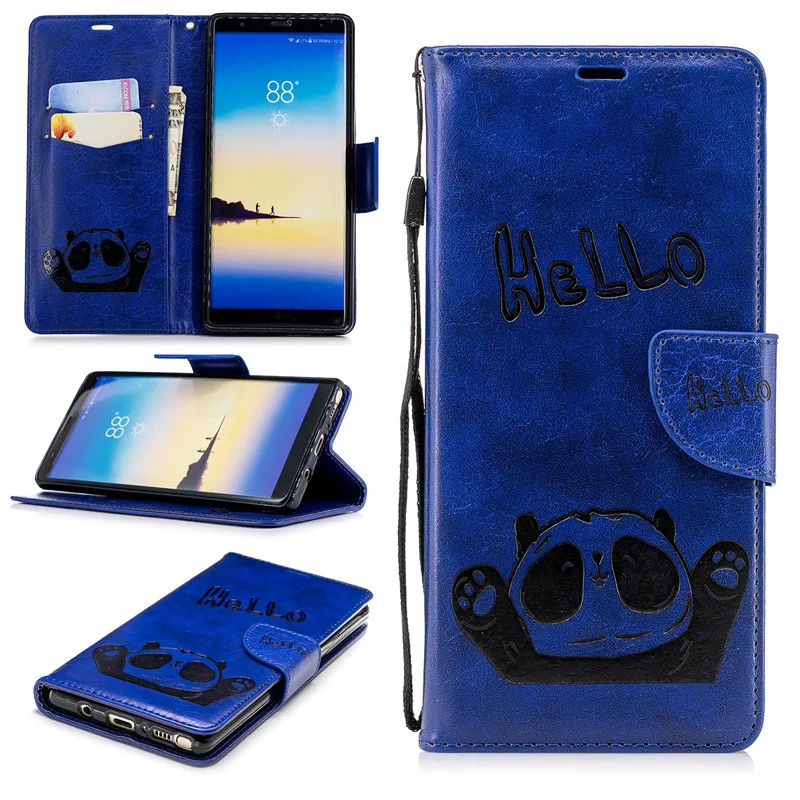 For Samsung Galaxy Note8 Note9 Case PU Leather 3D Hello Panda Embossing Stand Flip Case For Samsung Note8 Note9 Cell Phone Cover (13)