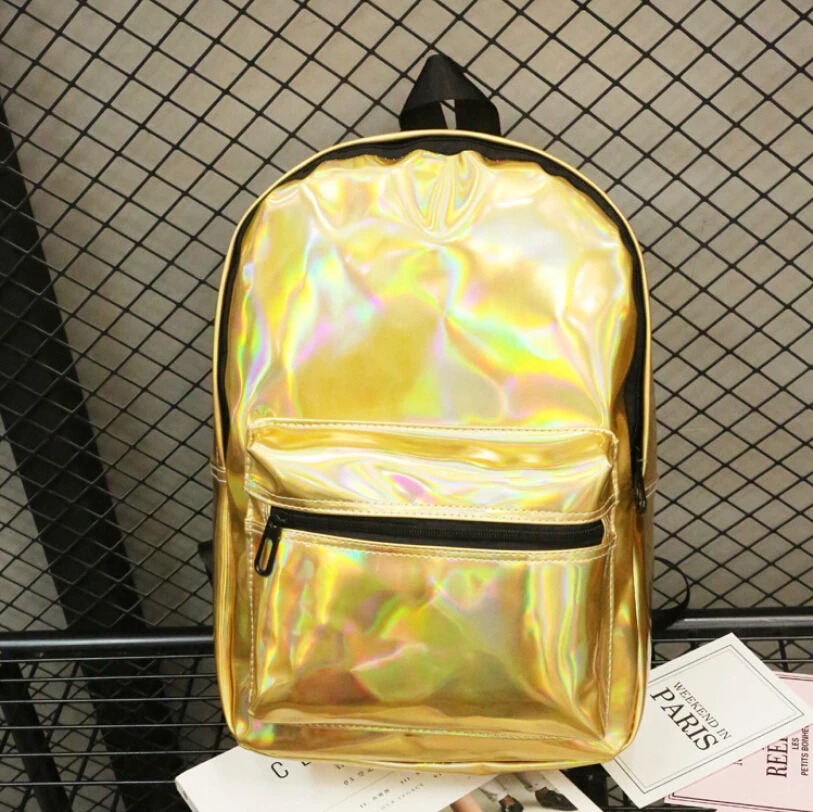 buy Cool rock women #039;s backpack laser laser candy color large capacity school bag PU leather leisure travel shoulder bag