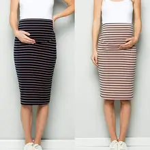 Полосатая юбка; платье для беременных; комфортная юбка-карандаш в полоску с завышенной талией для беременных; Одежда для кормления