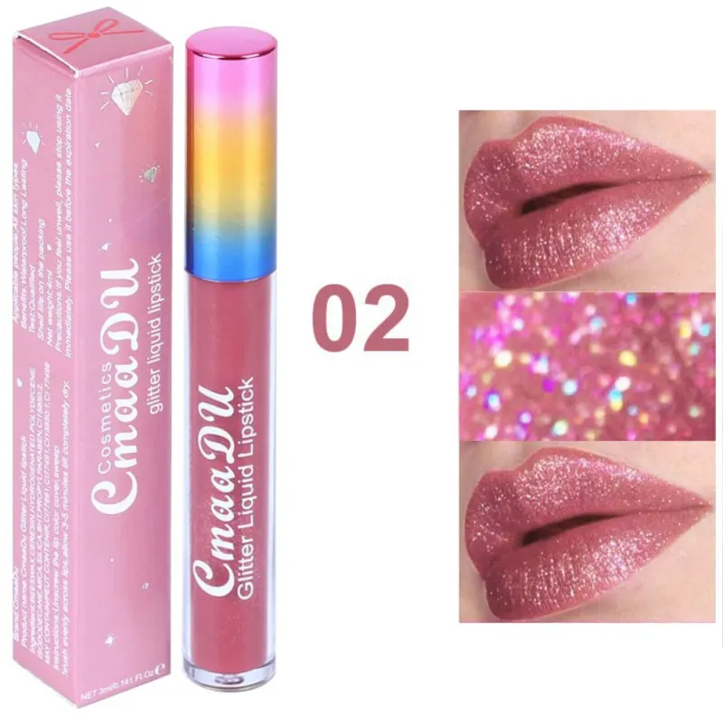 6 Colors Glitter Flip Lip Gloss Velvet Matte Lip Tint Waterproof Long