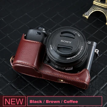 

PU Leather Half Camera Bottom Case Bag Cover For Sony A6000 A6300 A5100 A5000 A7 A7S A7R A7RM2 A7II A7S2 A9 A7M3 A7 Mark ii iii