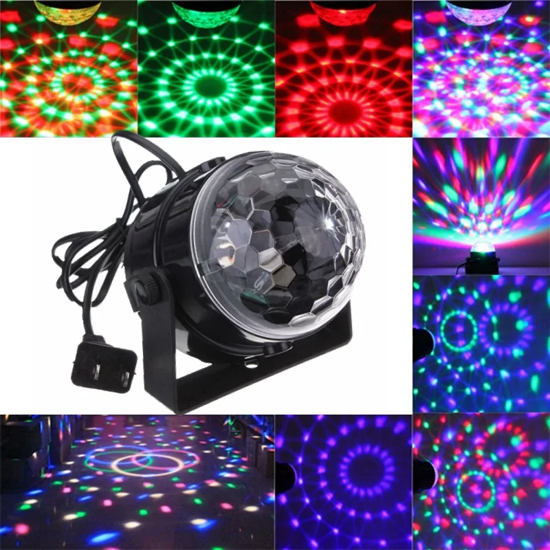 

Voice Sound Control RGB LED Stage Lighting Effect 5W Crystal Magic Ball Laser Stage Lighting Party Disco Club DJ Lights Lamp