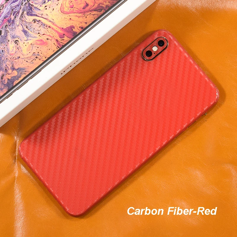 3D Carbon Fiber  Leather Wood Skins Protective Phone Back Cover Sticker For iPhone XS MAX XS X 8 Plus 7 6 6S Plus Back Sticker (8)