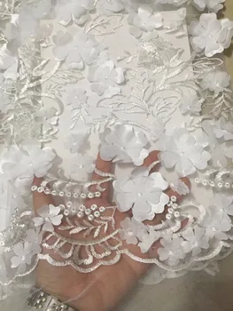 

African 3D Flowers Tulle Lace Fabric 2019 African French Lace Fabric High Quality Nigerian Embroidery Tulle French Lace Wedding