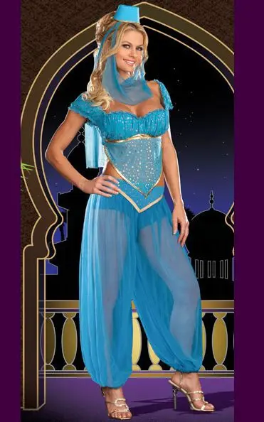Женский костюм для танца живота Хэллоуина сексуальный джинна роды ковер костюмы
