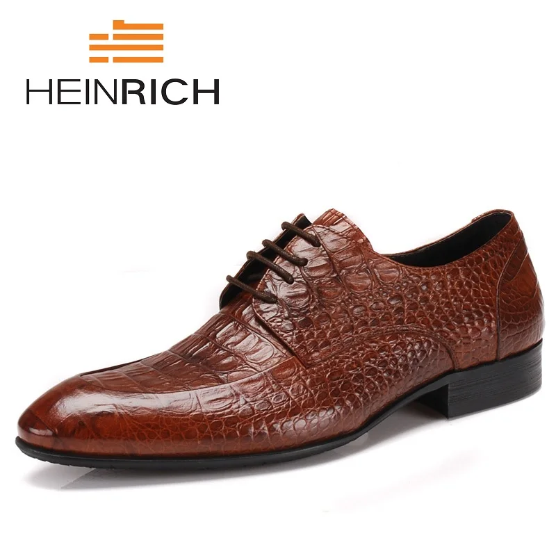 

HEINRICH Brand Crocodile Style Mens Shoes Genuine Leather Italian Fashion Wedding Men Shoes Zapatos De Hombre De Vestir