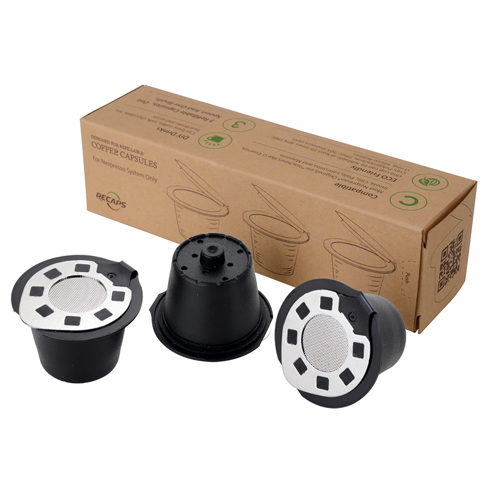 

Recaps Disposable Empty Coffee Capsule Pod Fillable Espresso Coffee or Tea for Nespresso Machines Maker Red Color