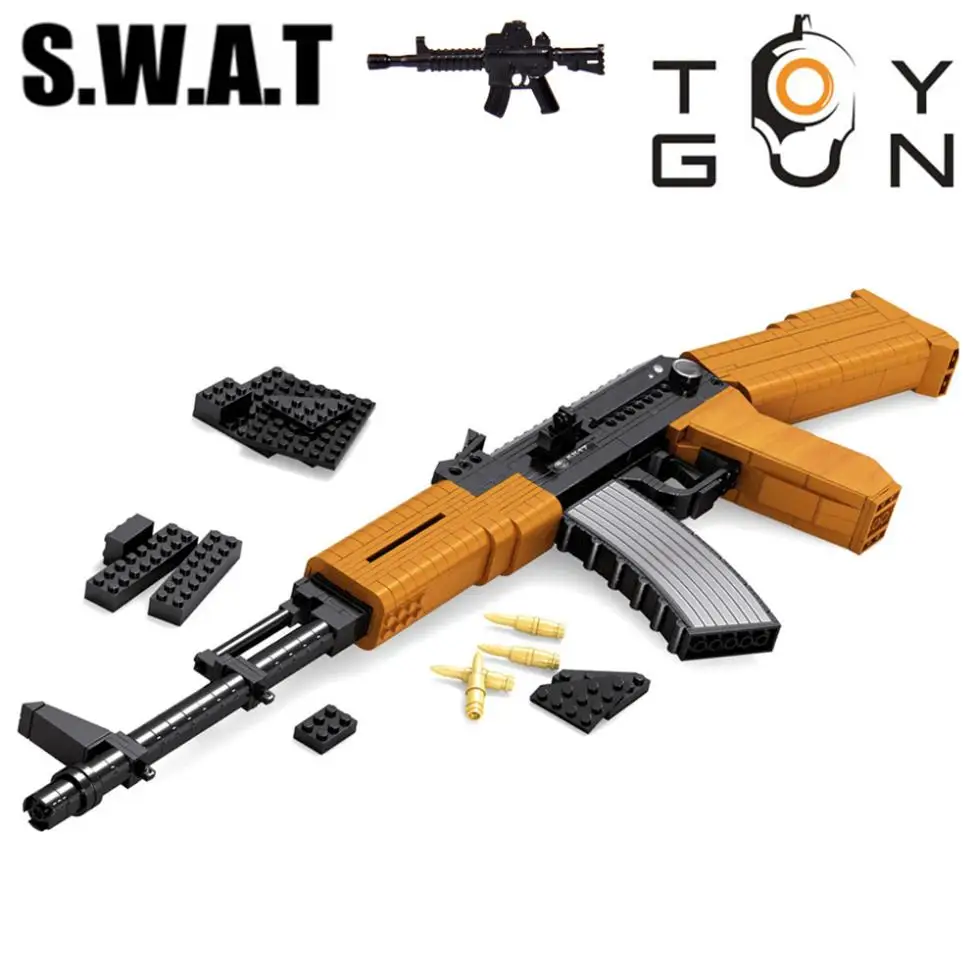 Koop AUSINI AK 47 Submachine Assault Rifle GUN Wapen Armen Model 11 3D DIY Model Bouwstenen Bakstenen Kinderen Speelgoed Geschenken