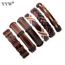 6 шт./компл. несколько слоев кожанные панк браслеты мужские классические оплетка цепочка коричневые Подвески браслет для мужчин повязка на руку Ювелирные изделия Подарки
