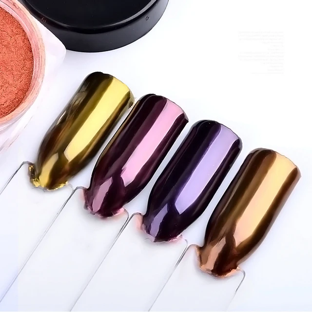 Mioblet 2g Box Mirror Effect Nail Glitter Powder Shiny Rose Gold Mioblet 2g Box Mirror Effect Nail Glitter Powder Shiny Rose Gold Purple Chrome