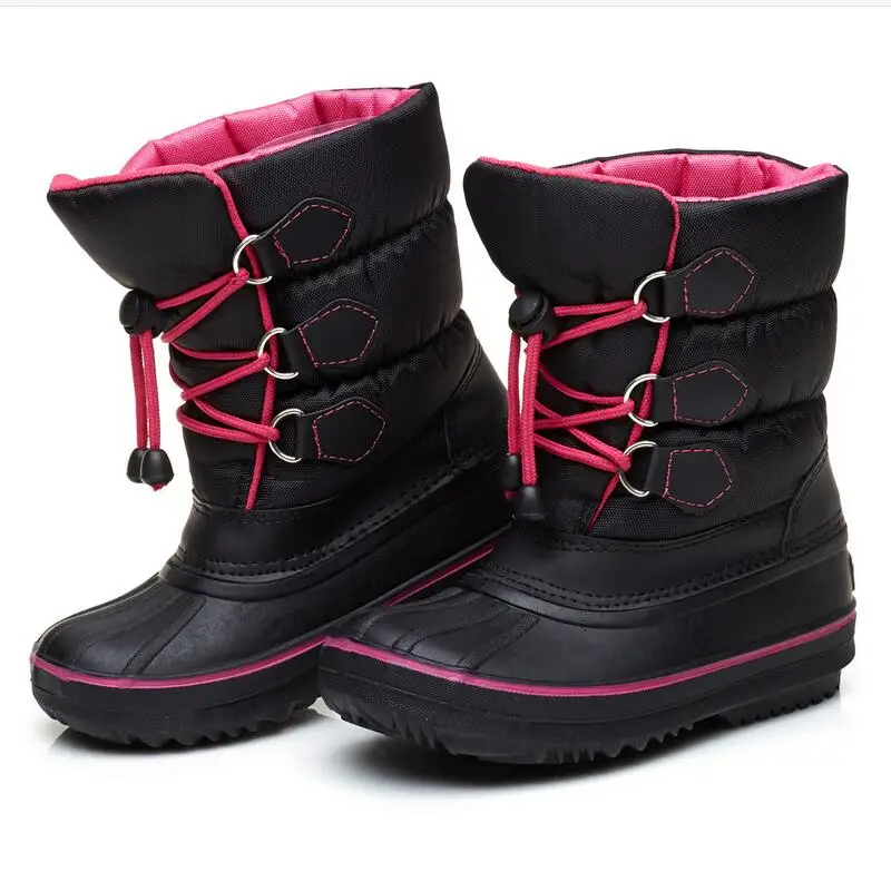 Goedkoop Snowboots voor baby fashion slip on meisjes 30 graden waterdicht bovenste kids winter ruimte leer dragen warm platte schoenen