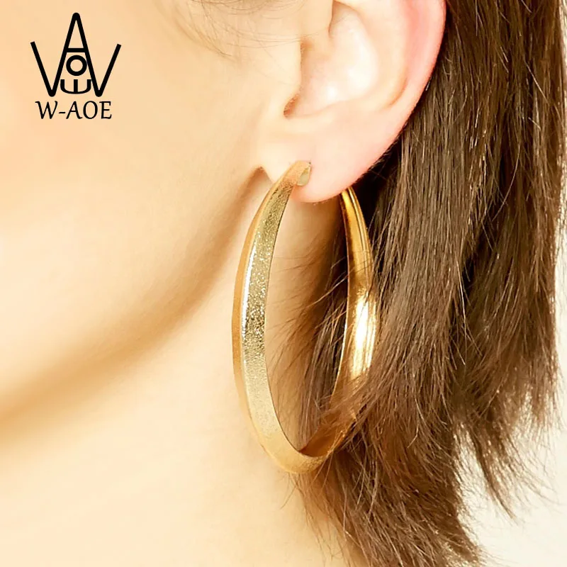 

2019 New Fashion Jewelry Trendy Gold Color Big Round Hoop Earrings For Women Girl Frosted Surface Simple Earrings Brincos Gift