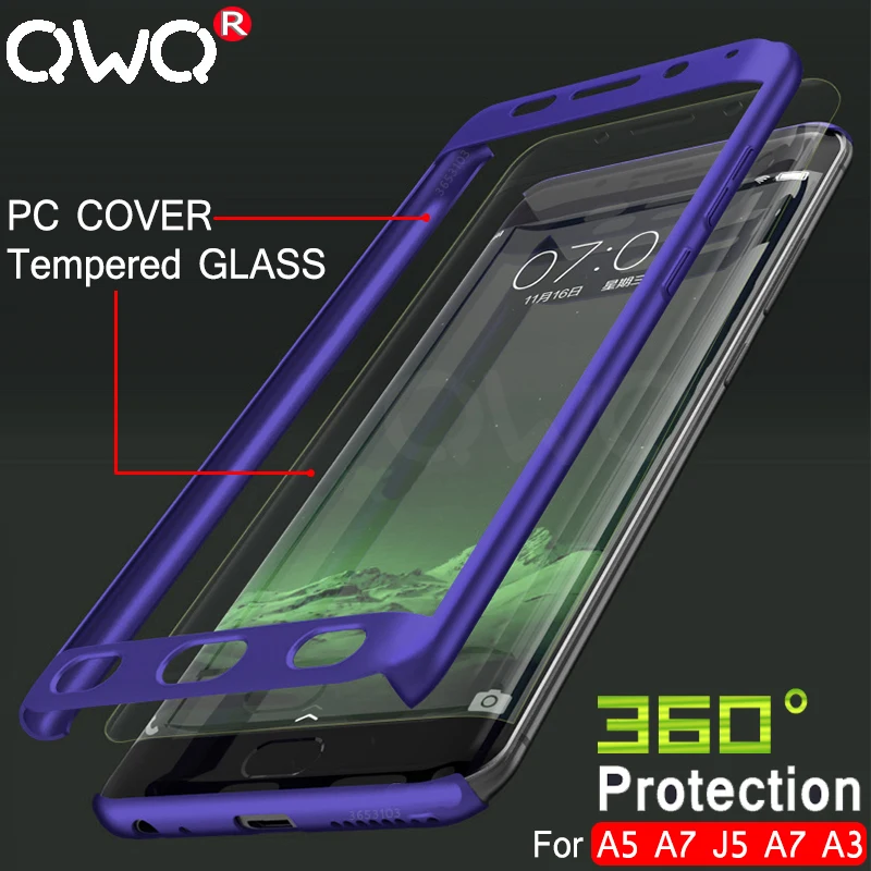 

360 degree phone case For Samsung Galaxy A5 J7 A7 A3 J5 2017 screen protector case For Samsung A6 A8 Plus 2018 full Cover Shell