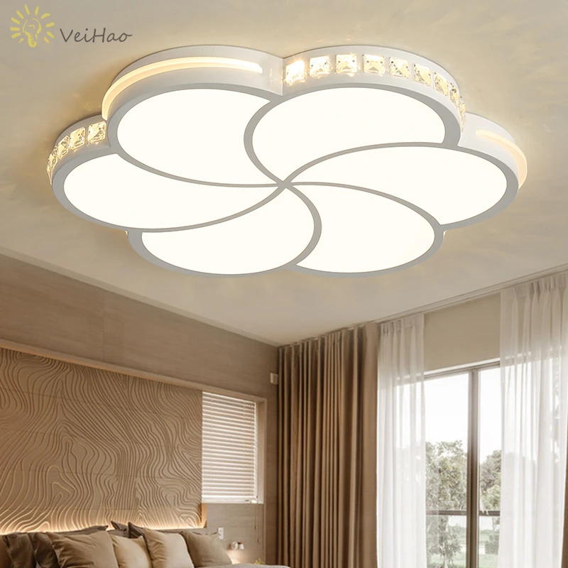 

VEIHAO K9 Crystal Ceiling Light Lighting LED Modern Round Living Room Bedroom Study Kitchen Ceiling Lamp Dimming Gloss Light