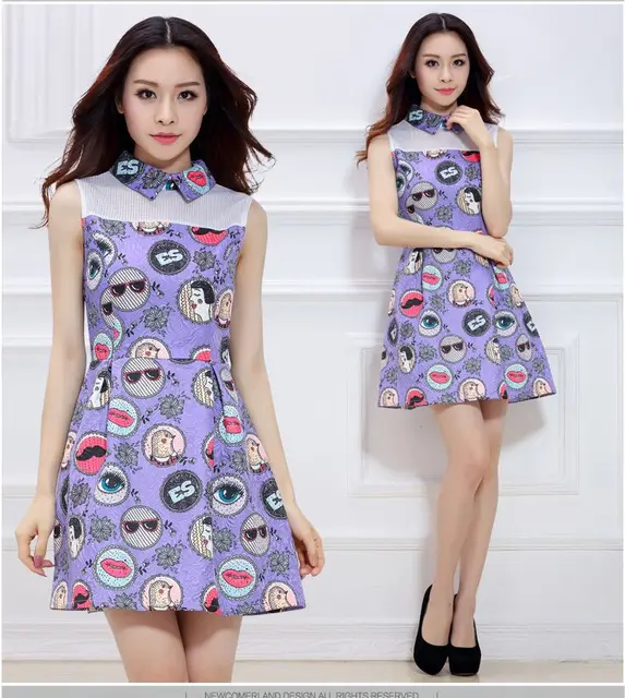 2015 New Woman Printing Dress Slim Sleeveless Vintage Style Lovely Women Clothing Casual Dresses Vestido 2015 New Woman Printing Dress Slim Sleeveless Vintage Style Lovely Women Clothing Casual Dresses Vestido