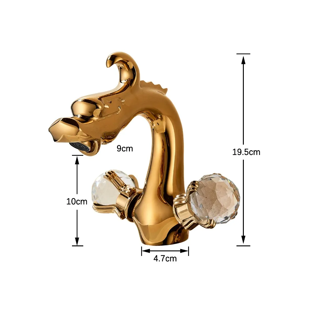 Хромированный кран для раковины в стиле дракона с двумя ручками, смеситель для раковины для ванной комнаты, кран для горячей и холодной воды на одно отверстие