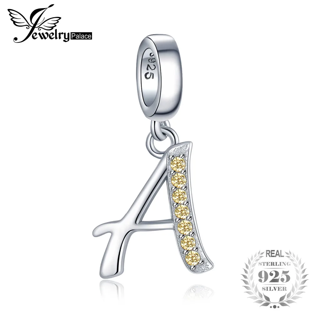 JewelryPalace Золотой Желтый кубический цирконий с буквой А Серьги Подвески шармы