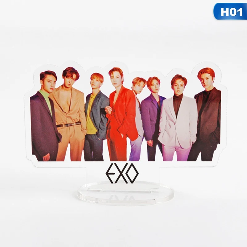 

Kpop EXO Character Stand Plates Display Double Side Acrylic Fans Collections EXO Cards + Base
