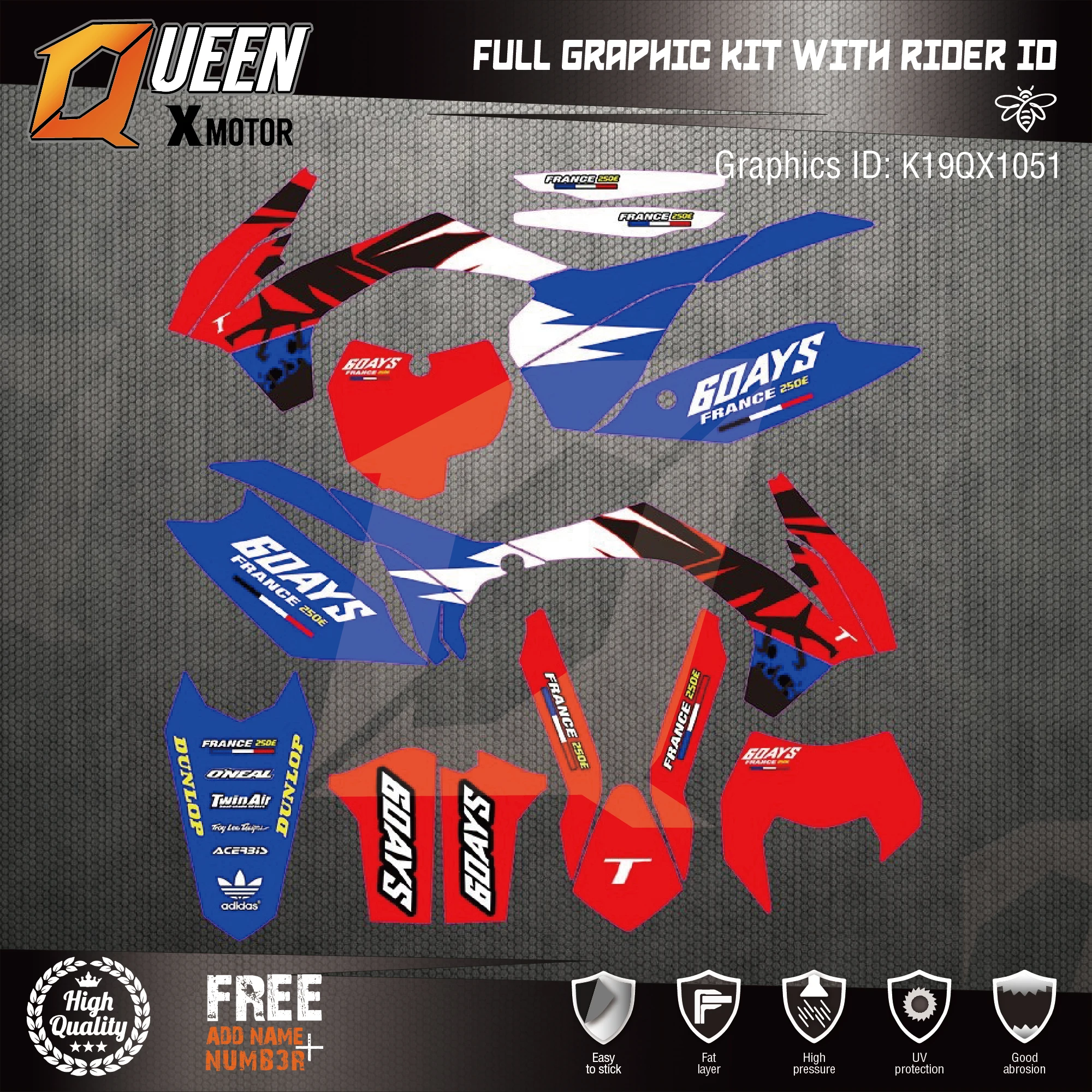 

Queen-X Custom Team Graphics Backgrounds Decals 3M Stickers Kit For KTM SXF 2013-2015 EXC 2014-2016 051