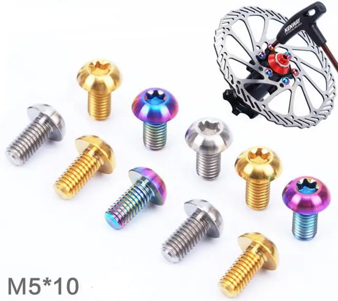 M5x 10mm Titanium Screws Mountain Bike Disc Brake Roter Bolts Titanium