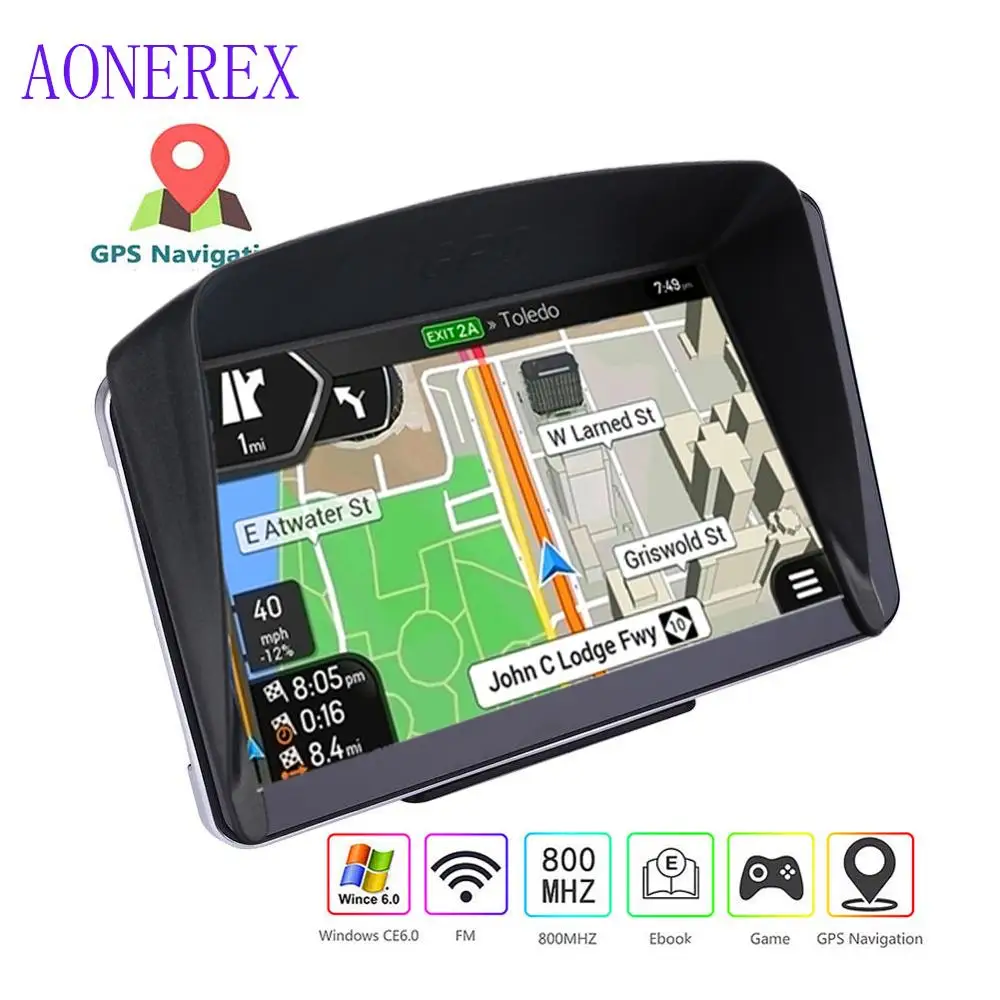 7 дюймовый автомобильный GPS навигатор FM Bluetooth голосовая навигация Navitel