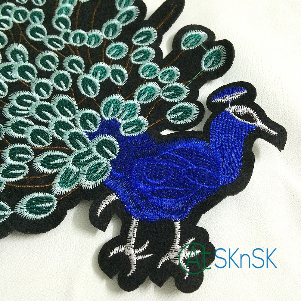500pcs/lot Large Embroidered Peacock Patches DIY Iron On Cheap Patches