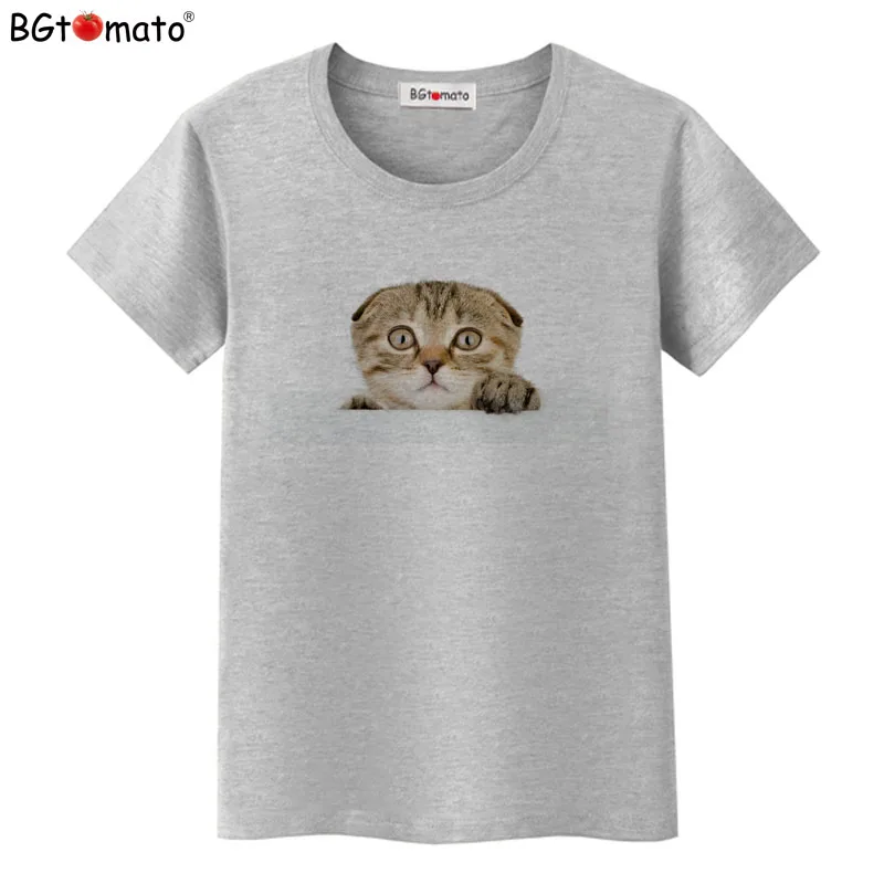 BGtomato, новинка, креативная 3D футболка, супер милая футболка с котом, Женская оригинальная брендовая Повседневная забавная футболка с коротким рукавом - Цвет: 12