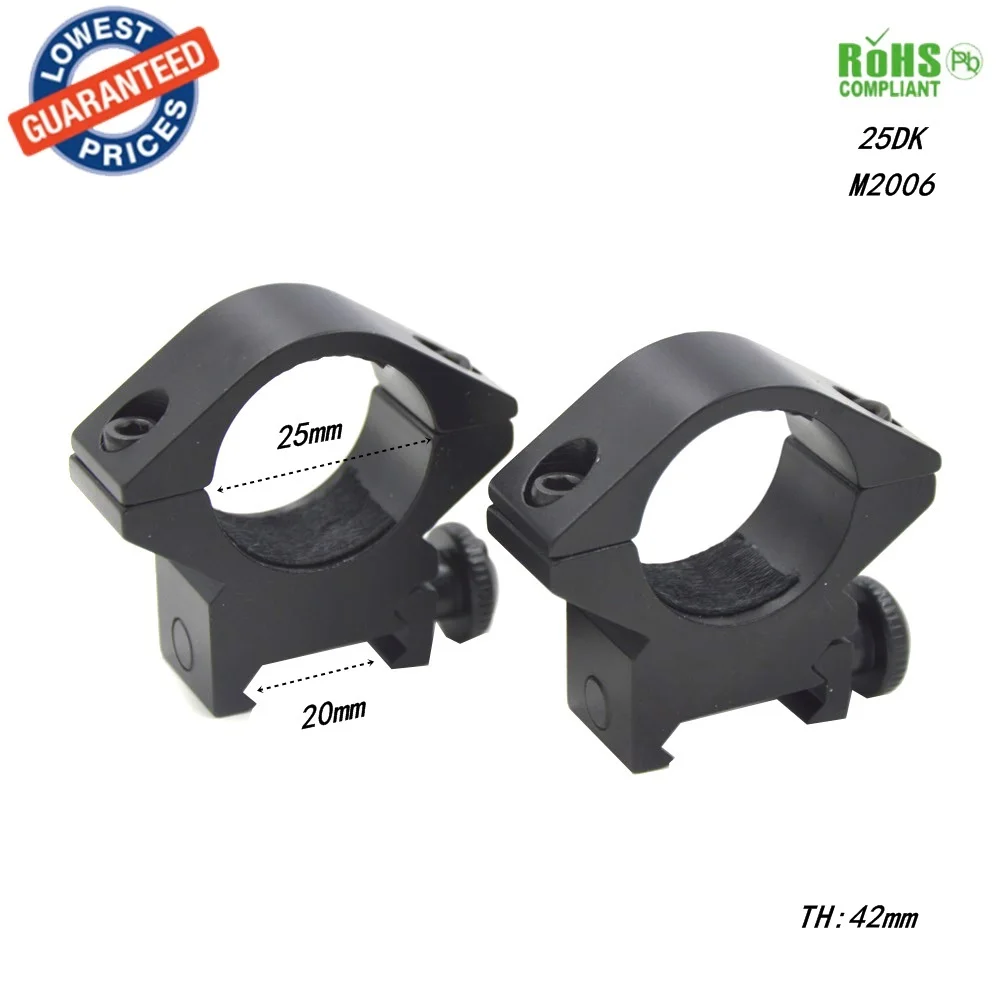 

AloneFire 1pair 25DK 25mm Scope Shotgun Flashlight Ring Mount Hunting Rifle Gun Scope Mount 20mm Rail Dovetail to Picatinny