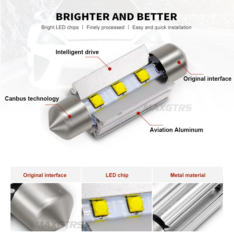 2x C5W светодиодный гирлянда лампы CREE чип Canbus Error Free 500LM 6000K 31/36/39/41 мм Купол Карта для дверных замков зеркальный светильник ксенона