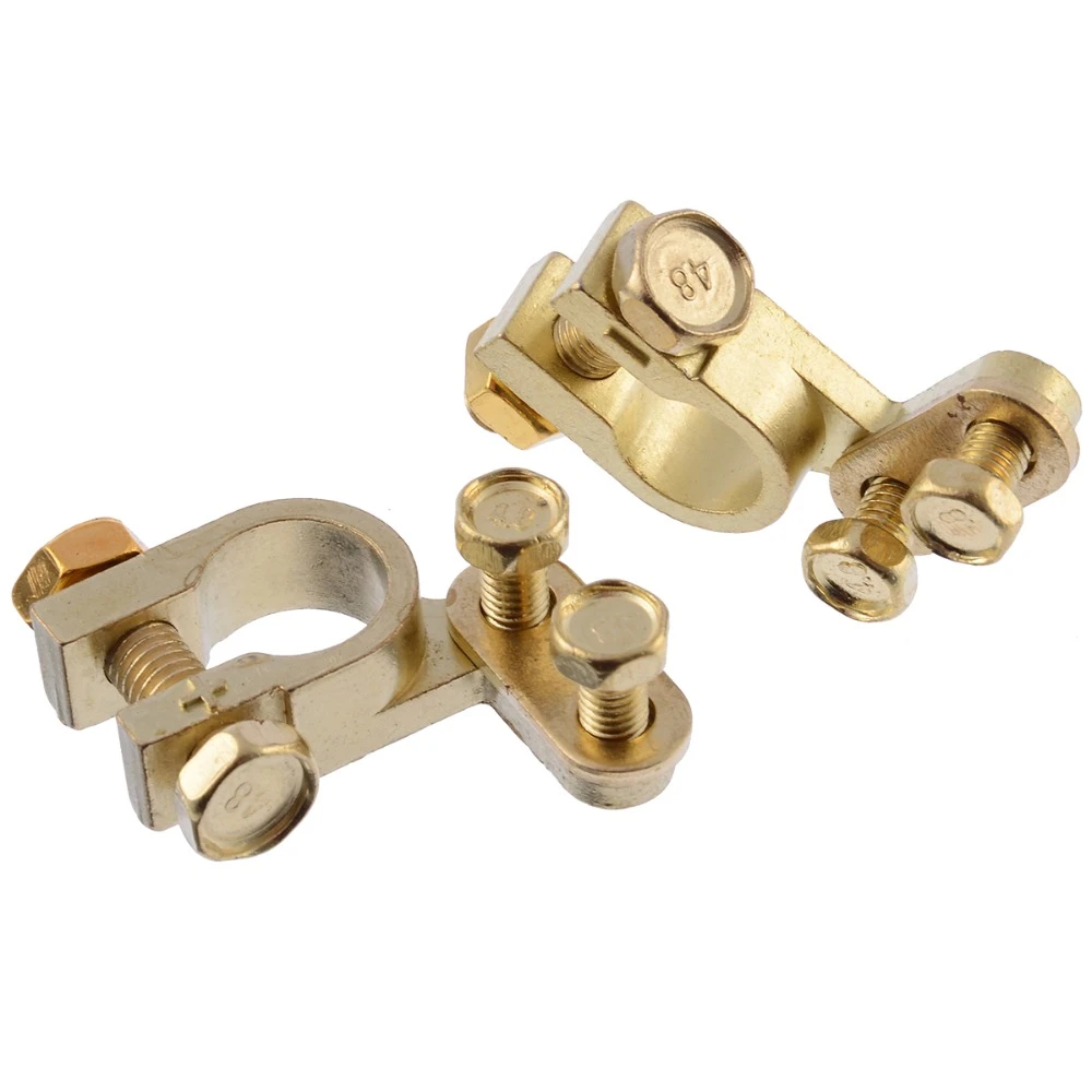 1Pair Brass Positive Nagative Car Battery Terminal Clamp Clips Connector For US