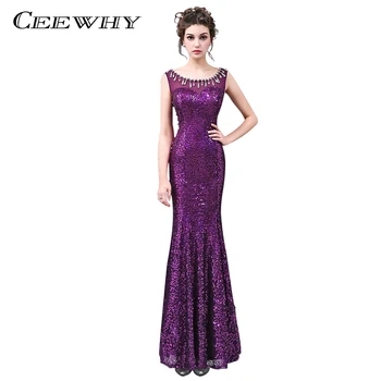 

CEEWHY Purple Red Gold Crystal Prom Gown Formal Dress Sequined Evening Dress Beading Mermaid Evening Gowns Vestido de Festa