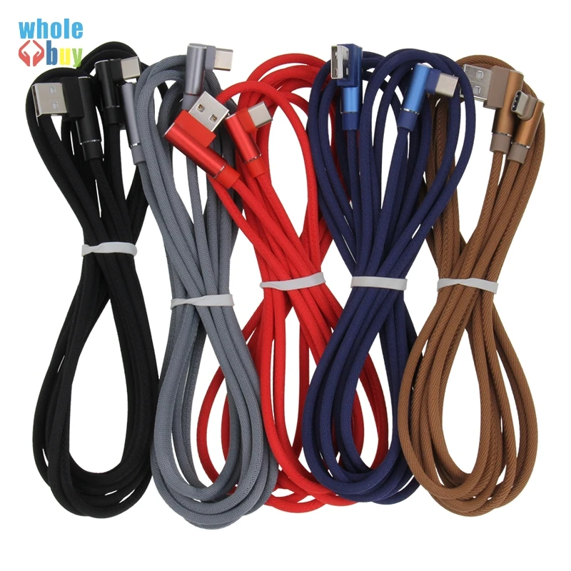 1M/2M/3M 90 도 패브릭 USB 케이블 5Pin 8Pin c형 충전기 어댑터 아이폰 삼성 갤럭시 S8 S9 화웨이 50 개/개