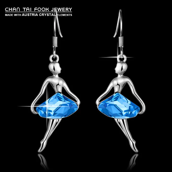 

IREACESS New fashion jewelry Austrian crystal Dancing girl wedding drop earrings for women