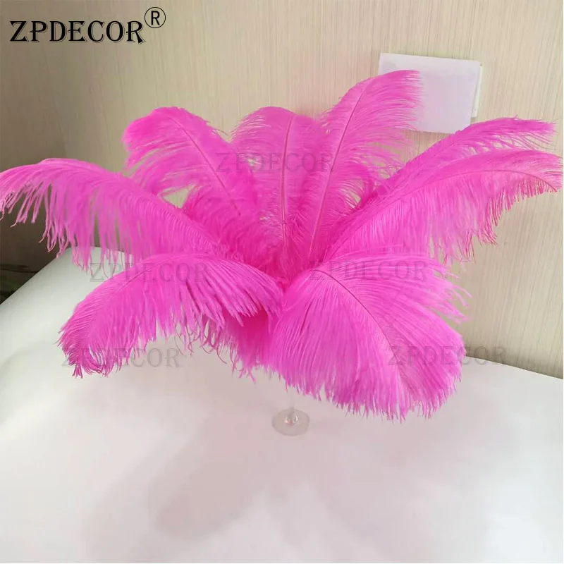 Zpdecor 55-60 см белые перья для поделок - Цвет: Розовый