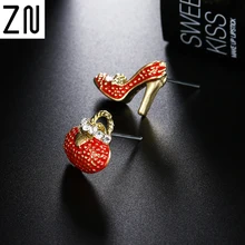 ZN/Новинка; модные милые сумки на каблуке; асимметричные серьги-гвоздики для женщин; цвет золотой; ; высокое качество