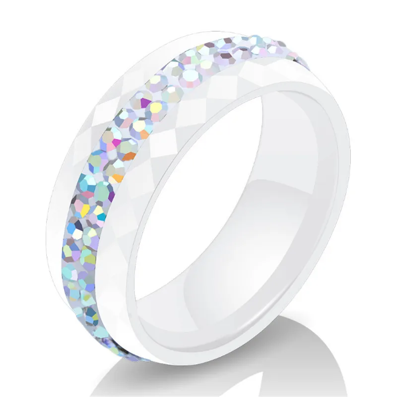 ZORCVENS 8 мм широкий черный и белый 2 ряда AB Кристалл керамическое женское кольцо для помолвки обещание обручальное кольцо Подарки для женщин - Цвет основного камня: 15054
