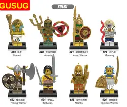Gusug 8 шт. X0161 Super Heroes Фараона Atlantis Мумия Викинг египетского ацтекский воин варвар строительные блоки детские игрушки