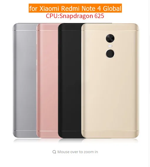 Для Xiaomi Redmi Note 4 (Snapdragon 625) Металлическая Задняя крышка батареи запасные части