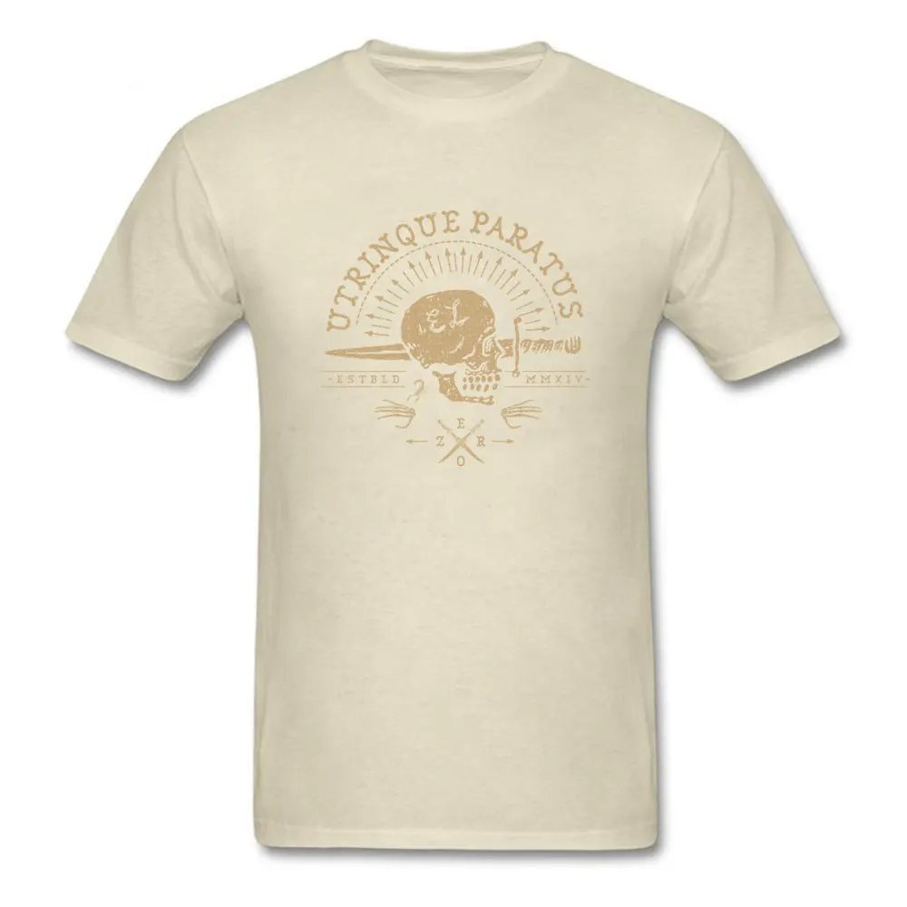 Sword and skull Cheap Men Tshirts Round Neck Short Sleeve 100% Cotton Tops Shirts Hip hop Tops Shirts Wholesale Sword and skull beige
