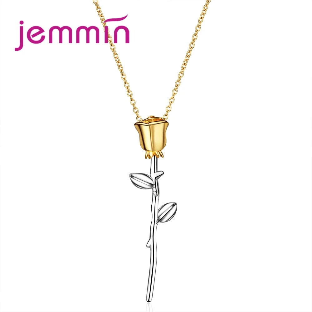 

JEMMIN Vogue High Quality Exquisite Gold Flower Design 925 Sterling Silver Necklace For Elegantment Woman Girls Festival Gift