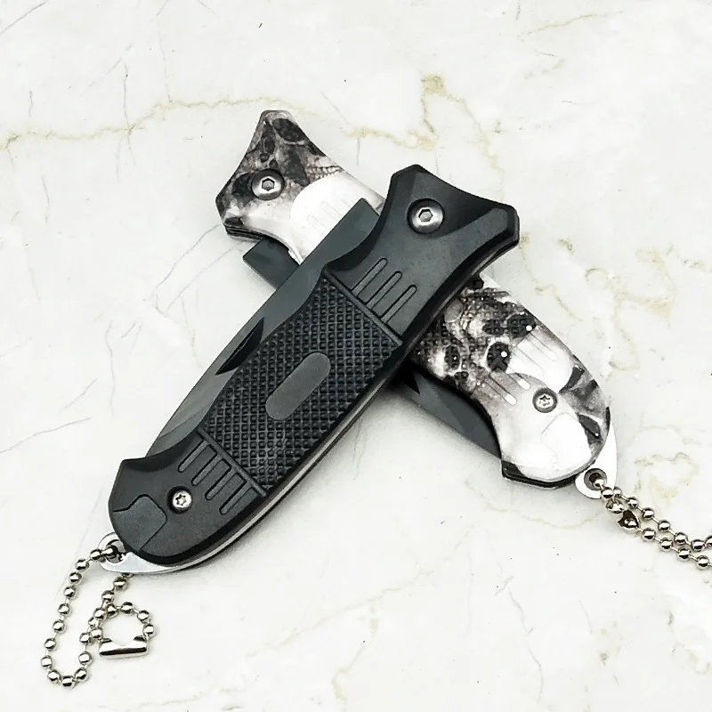 Negro plegable cuchillo Camping caza táctica de supervivencia cuchillos de la manija de aluminio al aire libre bolsillo EDC herramientas regalo multifunción